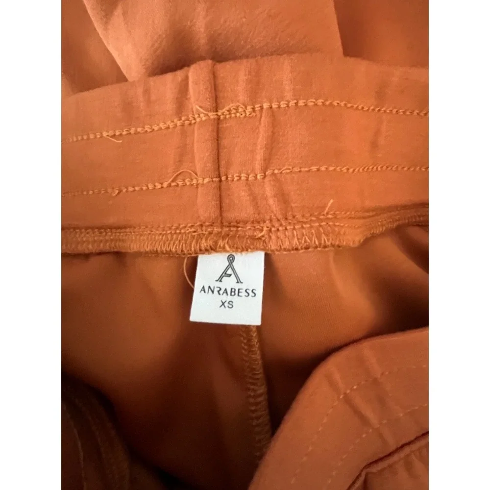 Anrabess Women's Sweat Lounge Pajama Pants Rust Color XS Waist‎ 26